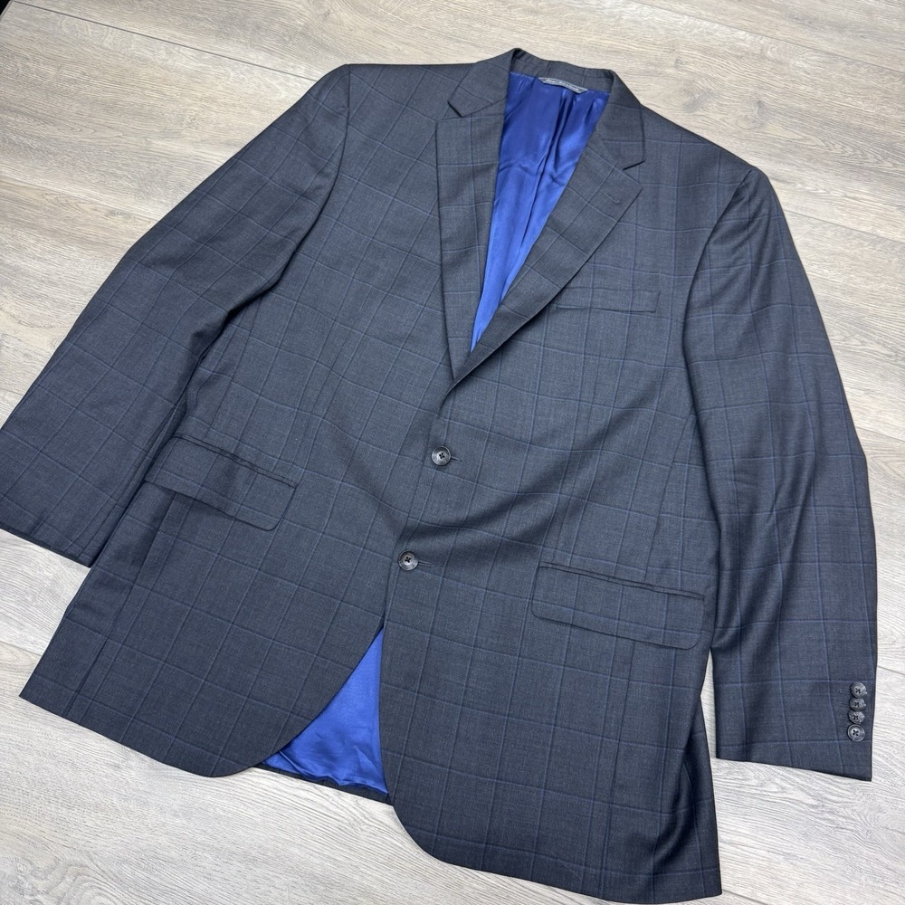 Jack Victor Super 100s Windowpane Gray Sport Coat Blazer Mens Custom‎ Tailored